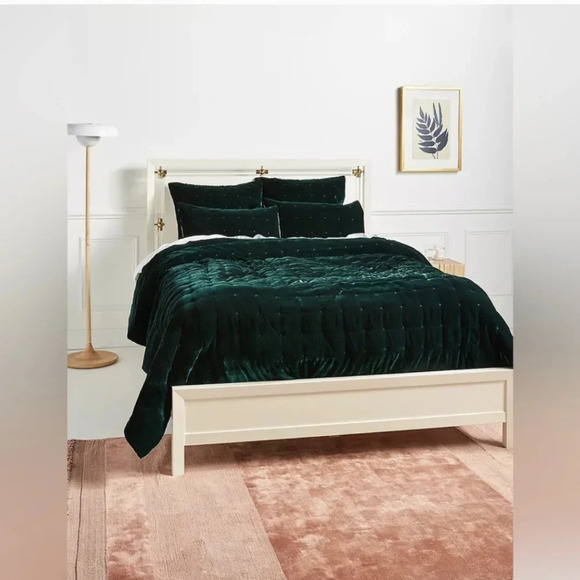 Anthropologie Other - Anthropologie Dark Green Velvet Quilt